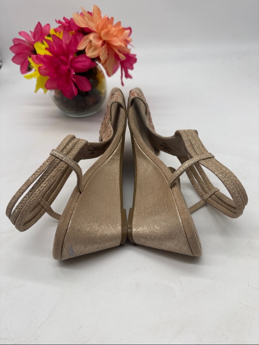 New York Transit Friendship Tan Wedge Sandals with Gem T-Strap Size 10 MCW9872B - Picture 5 of 8